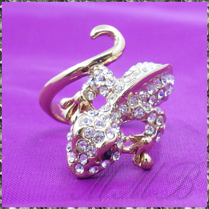 [RING] 18K Gold Plated Gecko Lizard クリスタルCZ ヤモリ トカゲ デザイン ゴールド リング 13号 【送料無料】