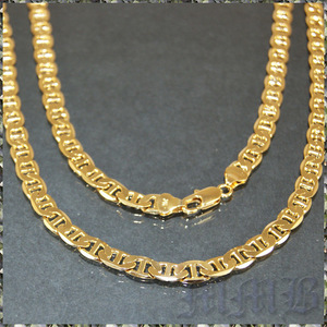 [NECKLACE] 18K GOLD FILLED フラット 6面カット マリタイムチェーン ゴールド ネックレス 6.5x600mm (28g) 【送料無料】