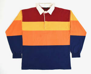 1990s J.CREW Rugby shirts M オールドジェイクルー ラグビーシャツ ポロ 長袖 ボーダー マルチカラー