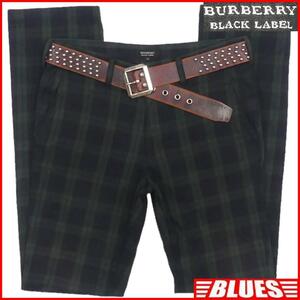 即決★BURBERRY BLACK LABE★W31位 チェックパンツ 廃盤 バーバリーブラックレーベル メンズ 73 緑 チノパン 三陽商会 スリム スキニー