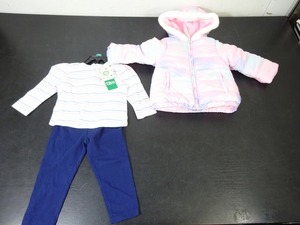  Honshu free shipping unused goods LITTLE ME 3 point set 18M BLUE for girl jacket with a hood .& long sleeve T shirt & spats cost ko control number 