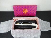 未使用品 トリーバーチ TORYBURCH 50393 サイズ US 7 バレエシューズ レディース MINNIE TRAVEL BALLET WITH METAL LOGO PERFECT BLACK GOL_画像4