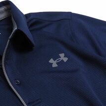 N440 新品 UNDER ARMOUR GOLF アンダーアーマー ゴルフ 吸汗速乾 半袖 テック ポロシャツ ストレッチ ドライ 春夏 厚手 L ネイビー_画像4