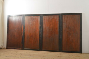 R-056104 Japanese cedar material one sheets board Meiji Taisho period . enough. part shop .! antique wooden door 4 pieces set ( obi door, sliding door, wooden fittings )(R-056104)