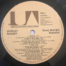 ■1975年 US盤 オリジナル SHIRLEY BASSEY / Good, Bad But Beautiful 12”LP UA-LA542-G United Artists Records_画像3