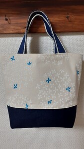 トートバッグ ハンドメイド レディースバッグ 紫陽花 ランチバッグ