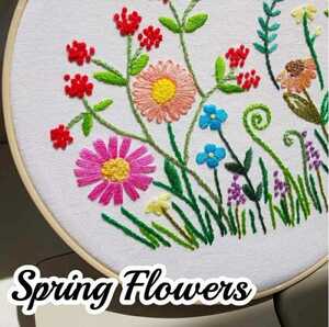 刺繍キット Spring Flowers 春の庭 可愛いフランス刺しゅう 初心者 初級 