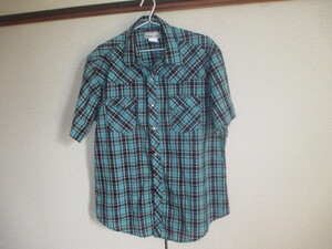XL★Wrangler/ラングラー◆半袖ウエスタンシャツ◆スナップボタン◆緑系柄◆ 送198 USA古着