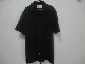 L■Dickiesディッキーズ■半袖ワーク シャツ■黒■送198 USA古着