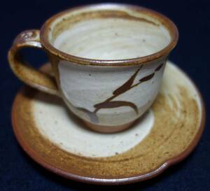  Showa ~ эпоха Heisei период сверху товар металлический . ввод кофейная чашка & блюдце Karatsu . керамика изучение 
