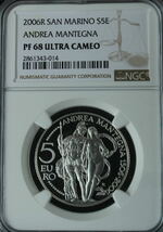 【 イタリア・ルネサンス 】鑑定10枚！　2006 サンマリノ　アンドレア・マンテーニャ　銀貨 5ユーロ NGC PF 68 ULTRA CAMEO　保有資産　1円_画像4