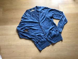  excellent RAGEBLUE Rageblue DAILY STANDARD STYLE blue ... cardigan linen flax 100% size M