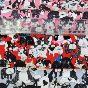 生地 ブルドック柄 3色各50cm計150cm オックス 犬
