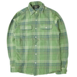 RRL ダブルアールエル L/S FLANNEL PLAID WORK SHIRTS コットンフランネル チェックワークシャツ XS グリーン Double RL 長袖 g6257