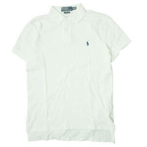 Polo by Ralph Lauren ポロバイラルフローレン ポニー刺繍 鹿の子ポロシャツ M(CUSTOM FIT) ホワイト 半袖 トップス g5489