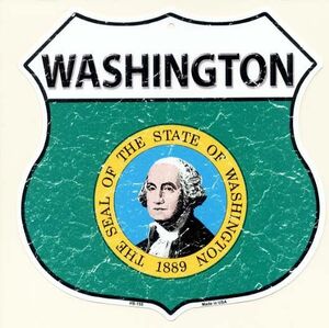 ワシントン州 WASHINGTON 標識型 州旗柄 アメリカンブリキ看板 アメリカ 雑貨 アメリカン雑貨