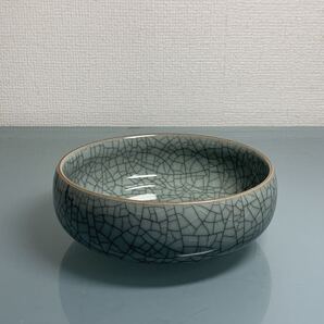 【聚寶堂】宋時代 天青釉 龍泉青瓷 高さ6cm 直径16cm LJ-7