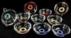  Vintage Pierre * Cardin Pierre Cardin glass bowl 5 color all 10 sheets unused diameter 13.5cm retro pop . atmosphere . wonderful.! TKM