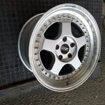 管理番号：W5-112【1本のみ】【17x9.5J 5x114.3 ET+38 ハブ66】O.Z RACING フェアレディZ等・直接引取可能_画像4