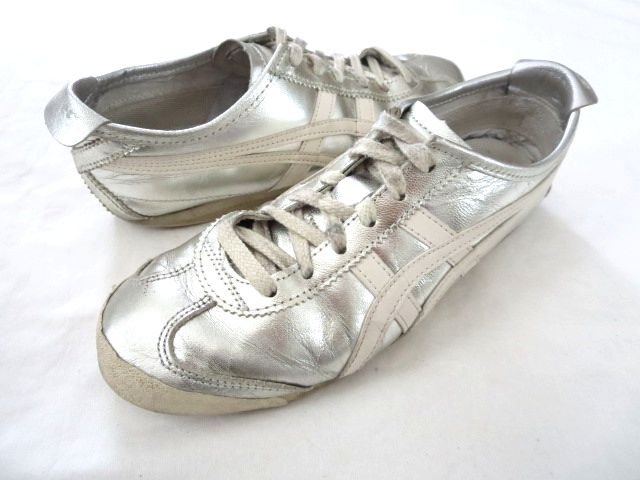 アシックスオニツカタイガーOnitsukaTigerスニーカーメキシコ66 メタリックシルバー22.5