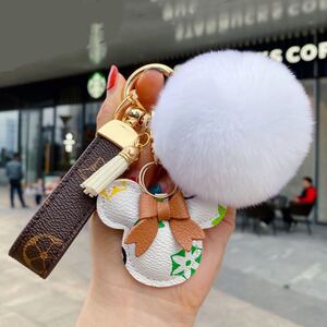 10#キーホルダー / 革キーチェーン / 可愛い/レザー/チャーム/キーリング/バックチャーム