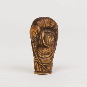 時代 鹿角彫 海老 根付 約5cm 約18g 提げ物 古玩 古美術 骨董 細密彫刻 H3395