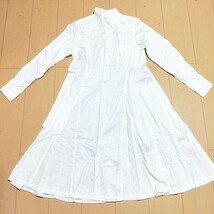 a212　美品☆ コムデギャルソン COMME des GARCONS シャツワンピース 長袖 ホワイト サイズXS 着丈約102cm _画像1