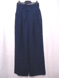 [KCM]har-411* unused goods * lady's high waist wide pants polyester 100% navy series waist 60