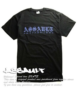 Assault Skateboards Tシャツ 半袖 アサルト O.E. Logo T-Shirt Black/Blue アンダーグランド スケボー SK8 スケートボード