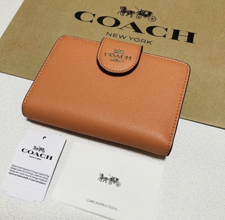 のカードス COACH - COACH コーチ 二つ折り財布 F6390 クロスグレイン