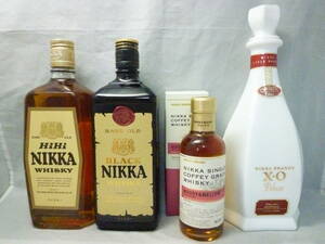 〔未開栓〕NIKKA ニッカ ウイスキー・ブランデー おまとめ4点 HiHi/BLACK/ウッディ＆メロウ/ブランデーX・O 古酒