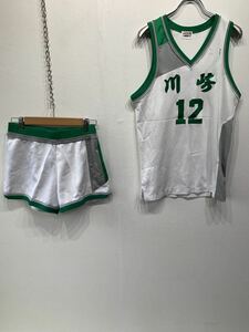 神奈川県川崎市立川崎高等学校　部活着　上下セット　DUPER　レディース　Lサイズ　　白/緑　スクール　指定　体操着　運動　G1065