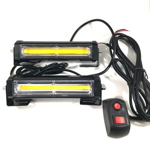 DC12V COB 6LED × 2連 ストロボ フラッシュ ライト キット イエロー 黄色 発光 パターン 変更可能 リモコン 付き