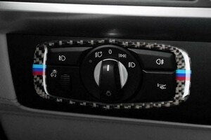BMW X5/X6 (E70/E71) ヘッドランプスイッチフレーム 装飾カバー ヘッドライト ガーニッシュ リアルカーボン★BMW三色あり