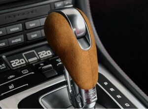  shift lever cover alcantara cloth suede Porsche Macan Panamera Boxster Cayman 718 911 (4914 Brown )