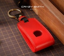 【CRAZY SMITH】職人手作り 本革キーケース スマートキーカバー for Volvo XC40 XC60 V60 S90 V90 (桜色)_画像4