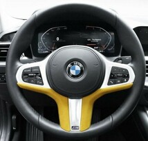 ハンドルカバー ステアリング飾り アルカンターラ生地 スエード BMW 3/5/7/X3/X4/X5/Z4 G20 G30 G11 G05 G01 G02 G29 (1124イエロー)_画像2