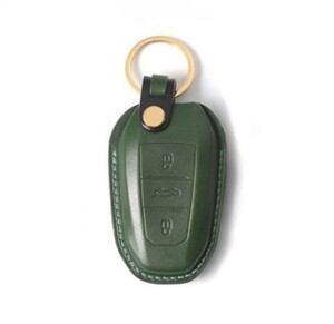 [CRAZY SMITH]Peugeot 301 408 508 2008 Citroen handmade original leather key case smart key cover ( emerald green )