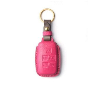 [CRAZY SMITH]JAGUAR Jaguar XE/XF/XJ/F-PACE handmade original leather key case smart key cover ( rose ti Lien )