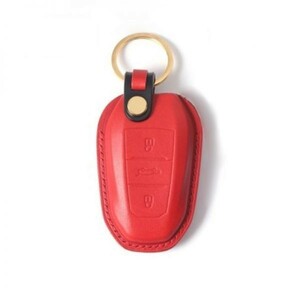 [CRAZY SMITH]Peugeot 301 408 508 2008 Citroen handmade original leather key case smart key cover ( red )