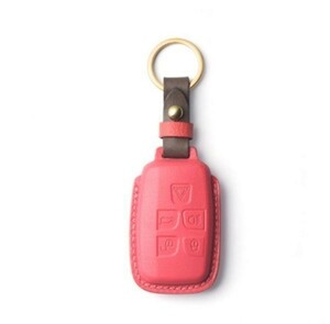 [CRAZY SMITH]JAGUAR Jaguar XE/XF/XJ/F-PACE handmade original leather key case smart key cover ( rose pink )