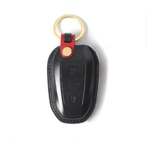 [CRAZY SMITH]Peugeot 301 408 508 2008 Citroen handmade original leather key case smart key cover ( black )