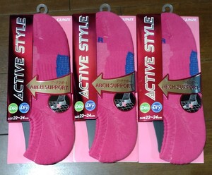 グンゼ アクティブスタイル ピンク 3足セット スポーツソックス 靴下 レディース 消臭 速乾
