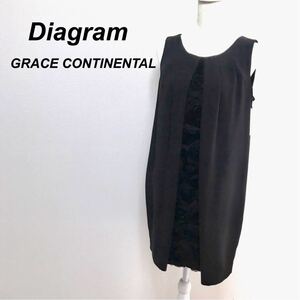 新品　Diagram GRACE CONTINENTAL ダイアグラム グレースコンチネンタル ドレス ワンピース　薔薇モチーフ ノースリーブ 黒 バックリボン