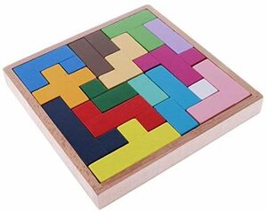 [TradeWind] スライドパズル 木製 ウッド 立体 3D テトリス ブロック パズル 積み木 キューブ 知育玩具 カラフル 老化防止 認知症 脳トレ