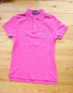  unused beautiful goods defect * Ralph Lauren SKINNY POLO[S/160cm] polo-shirt with short sleeves * pink new goods lady's 