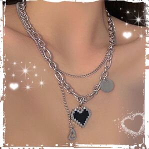 レディース ハート 2連 ネックレス アクセサリー 韓国 オルチャン