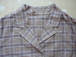  postage included price! unused INGNI thin check pattern cotton blouse short sleeves size M wing 