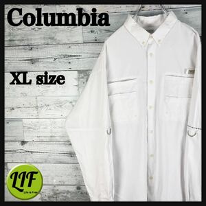 【希少】コロンビア PFD 内メッシュ 胸ポケット アウトドアシャツ ホワイト