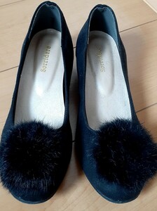 秋 靴 パンプスLサイズ レディースパンプス 黒 ブラック 24cm 23.5cm.